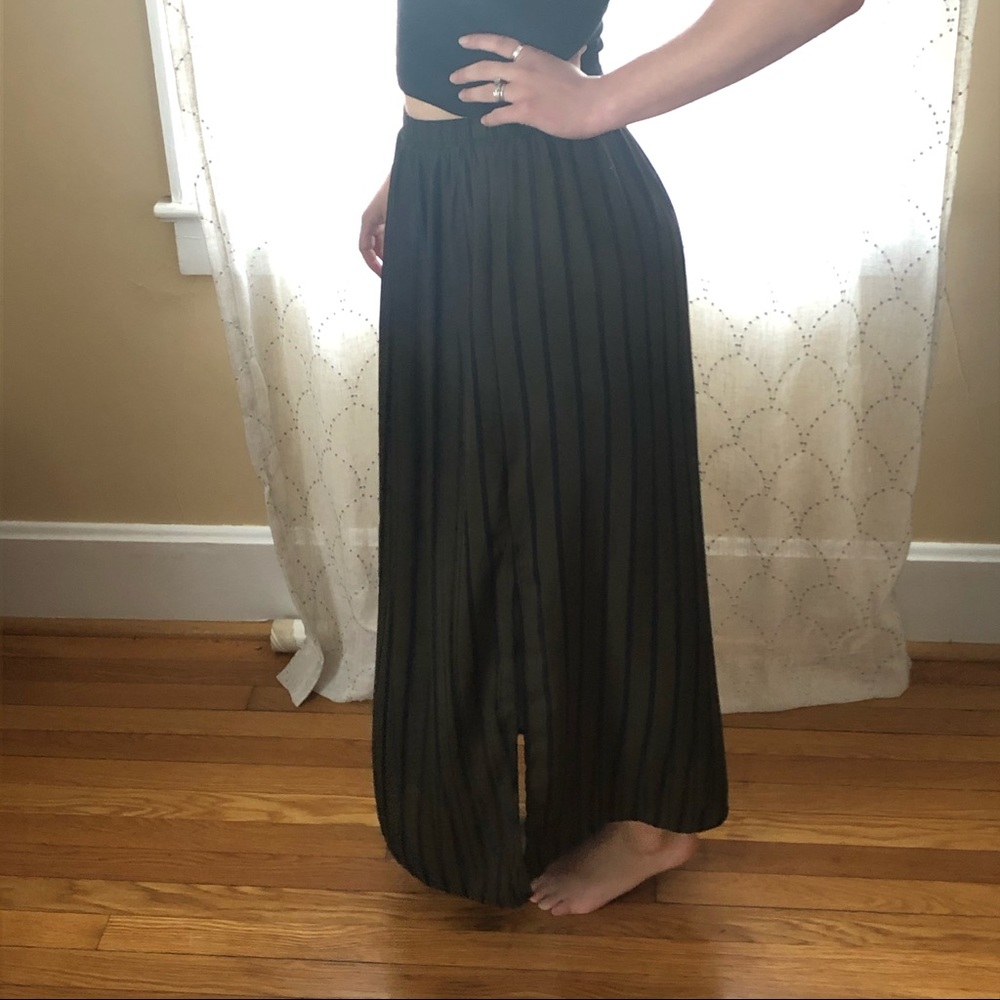 F21 | Green Striped Maxi Skirt